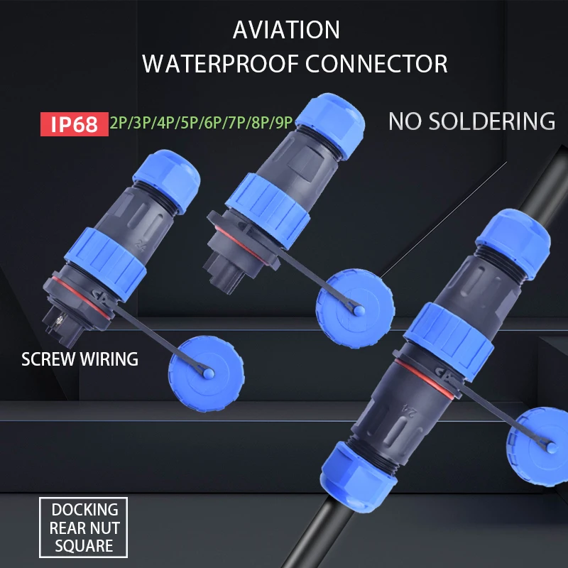 LD24 Series IP68 Waterproof Connector Male Plug & Female Socket 2/3/4/5/6/7/8/9Pin Panel Mount Wire Cable Aviation Connector