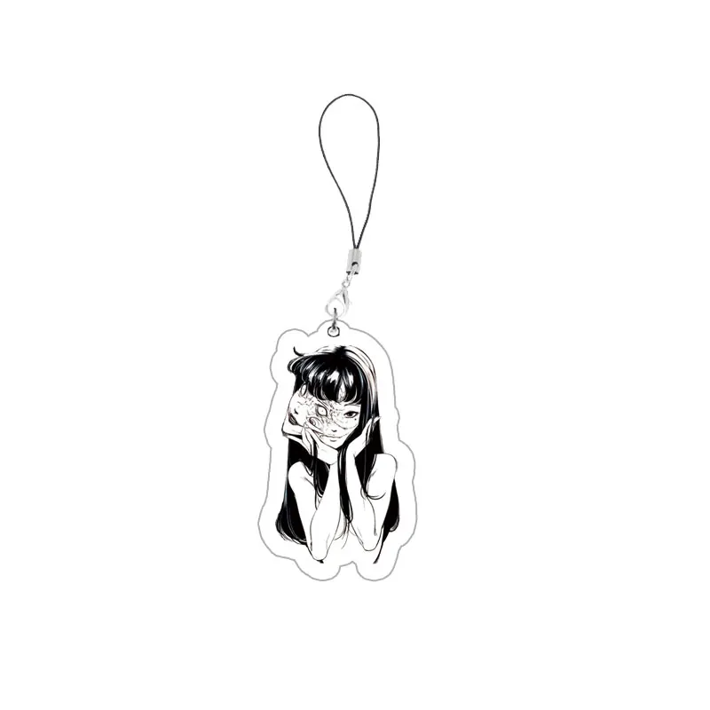 Junji Ito Phone Charm Keychain Acrylic Junji Ito Small Mobile Phone Chain KeyRing Accessories Fans Gifts