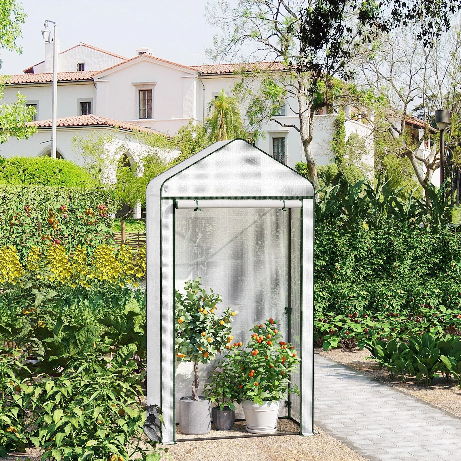 White Foil Greenhouse Garden House Cold Frame Vegetable Winter Tent Tomato House for Plants Farming