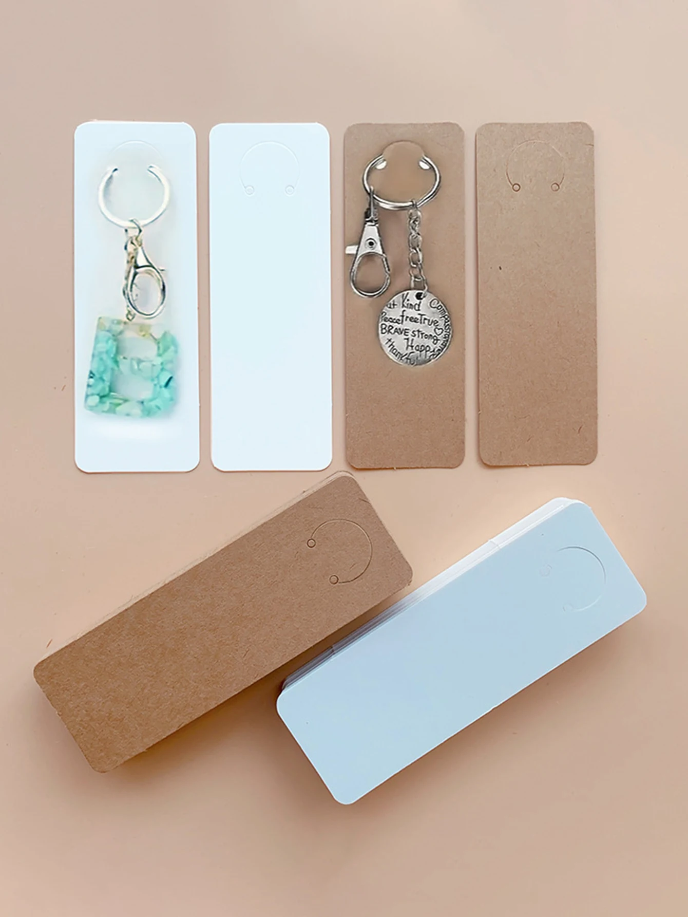 100pcs/set Keychain Packaging Necklace Bags Packaging Keyring Display Holder Cards Bags Expositor for Key Chain Packaging
