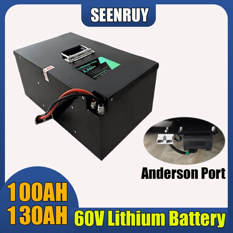 60V 100AH 130AH Lithium Battery with BMS Free charger perfect for Motorcycle Forklift RV Street Light Food Truck Golf Cart