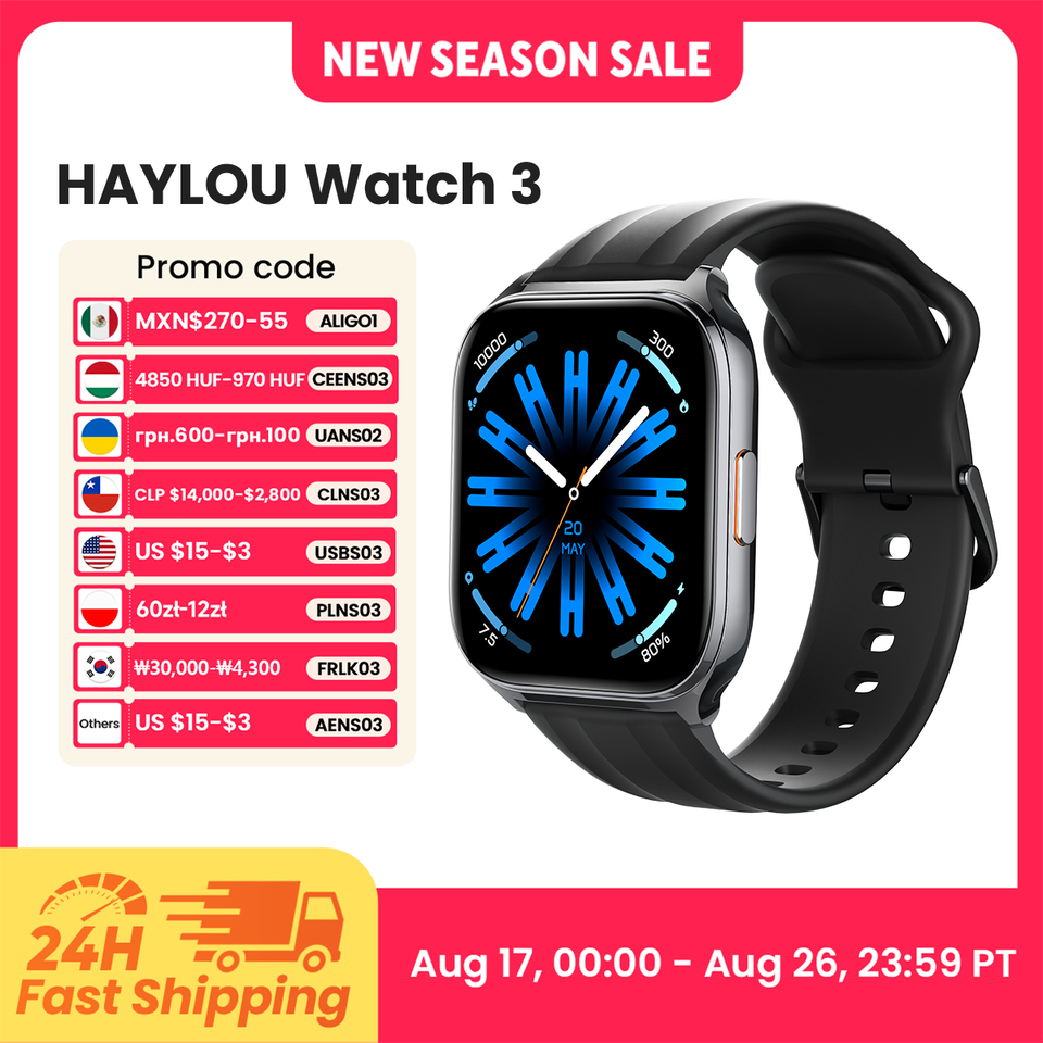  HAYLOU Watch 3 Voice Calling Smartwatch 1.85'' AMOLED Screen 24h Health Monitoring 150+ Sports Modes Smart Watch 1ATM Waterproof 