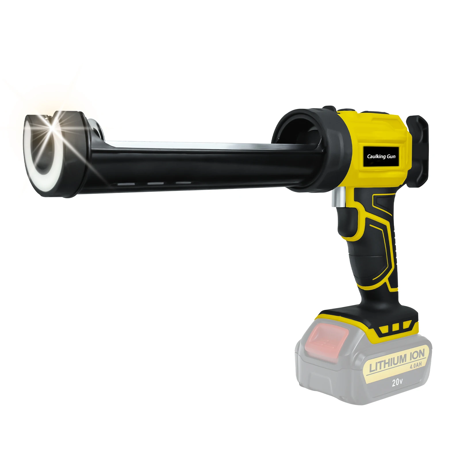 Cordless Caulking Gun 4 Adjustable Speed with LED Light Electric Glass Glue Gun Silicone Gun for Dewalt 20V Battery (No Battery)