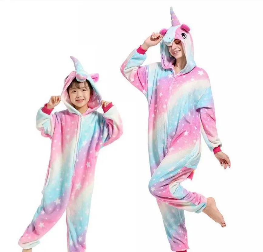 Children Onesie Kids Unicorn Pajamas Animal Cartoon Blanket Sleepers Baby Costume Winter Boys Girls Licorne Jumspuit Sleepwear