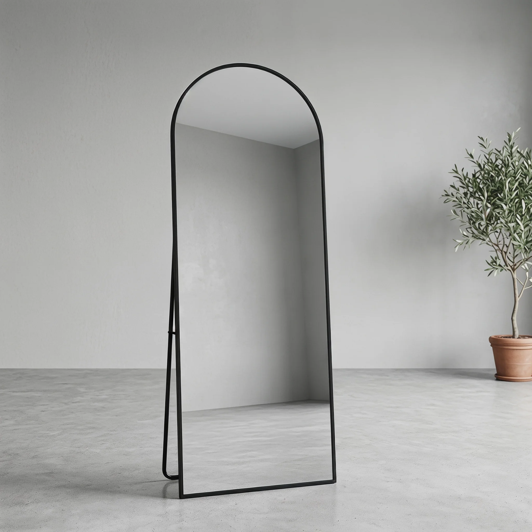 Miroir sur pied Anajqaqia 162 x 53 cm, miroir pleine longueur avec cadre en aluminium, miroir de dressing pour chambre, couloir, salon, noir