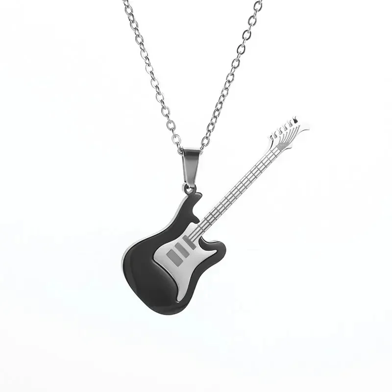 JEBass Électrique en Acier Inoxydable pour Homme, Collier Pendentif, Style Musique, Hip Hop, Rock, Cadeau de Personnalité, Exquis
