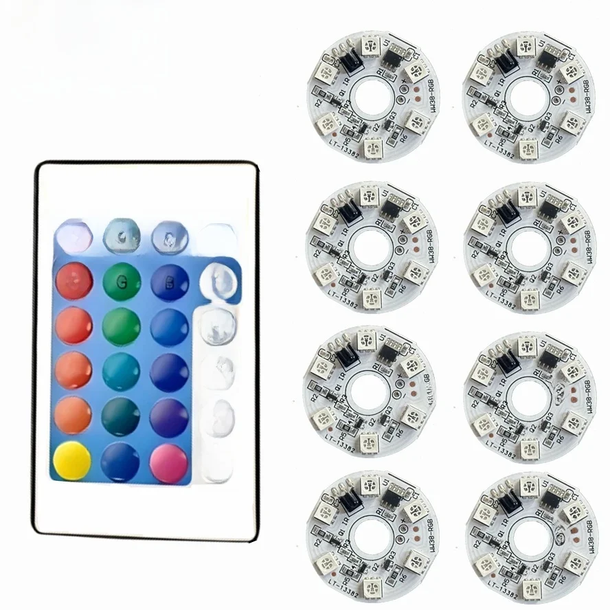 1 ensemble de plaques lumineuses LED RGB, contrôle de liaison 5V, Source colorée, télécommande sans fil pour voiture, lumière ambiante intérieure, perles RGB, puce COB
