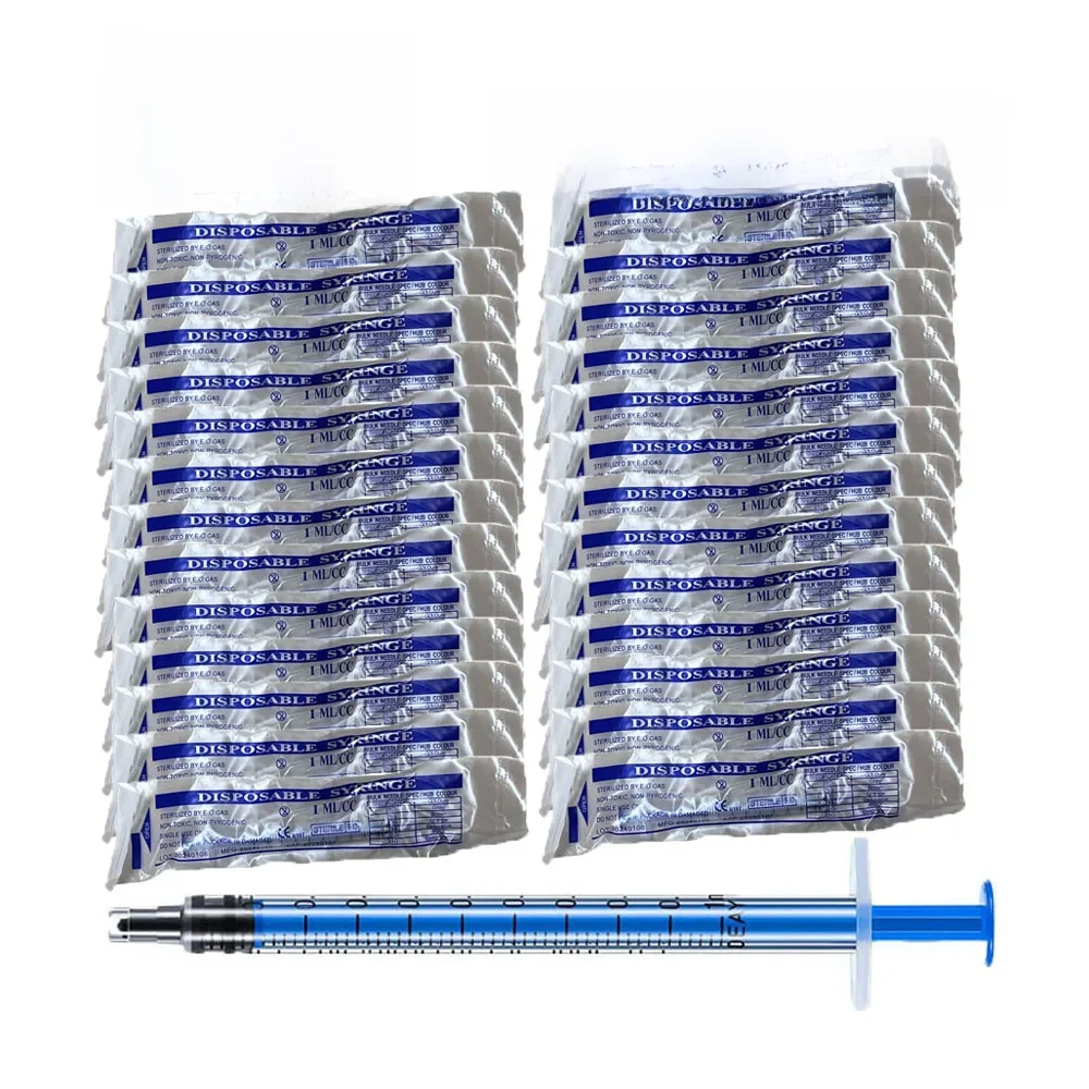 Seringues en plastique de 1ML, pour mesurer les nutriments hydroponiques jetables avec couvercle mesurant avec échantillonneur OPP, seringue en résine époxy