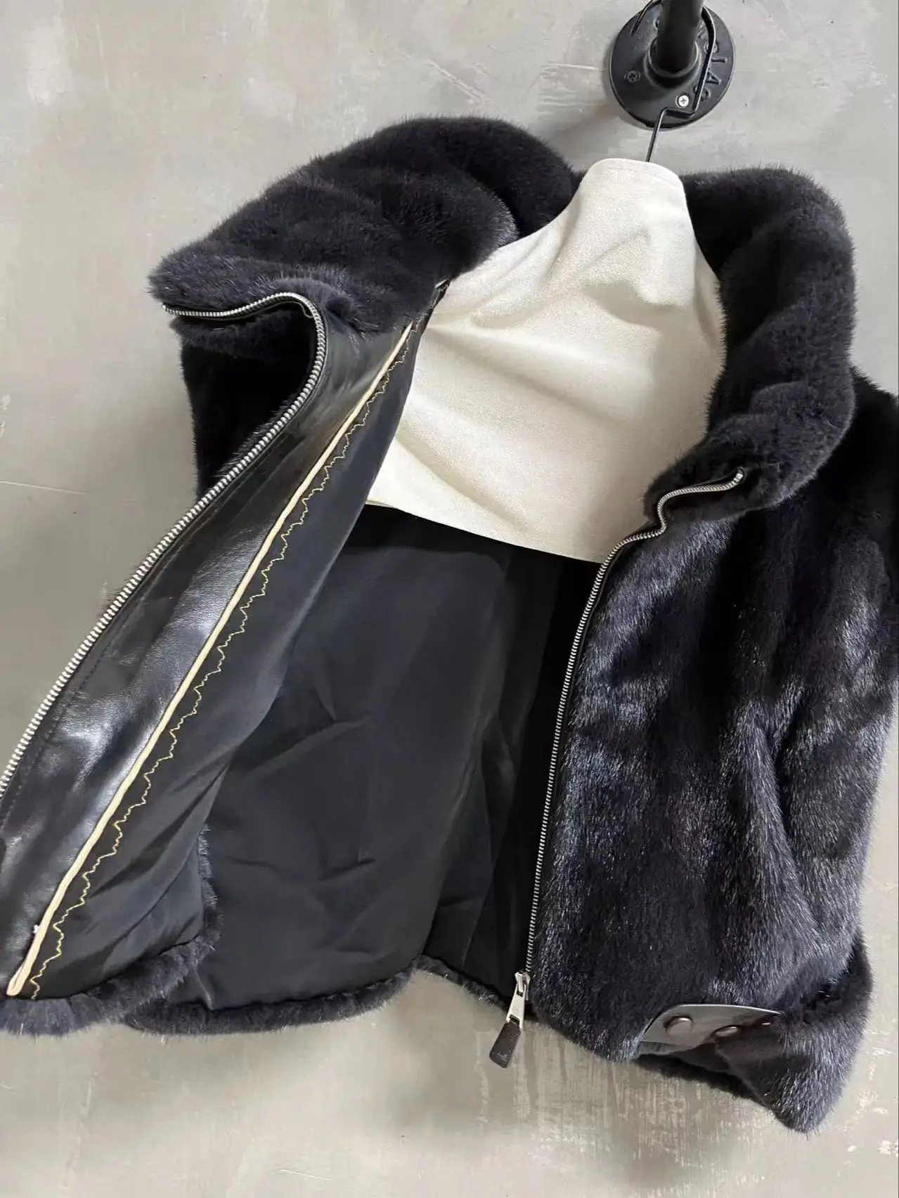 Colete de vison de veludo genuíno, elegante, casual, versátil