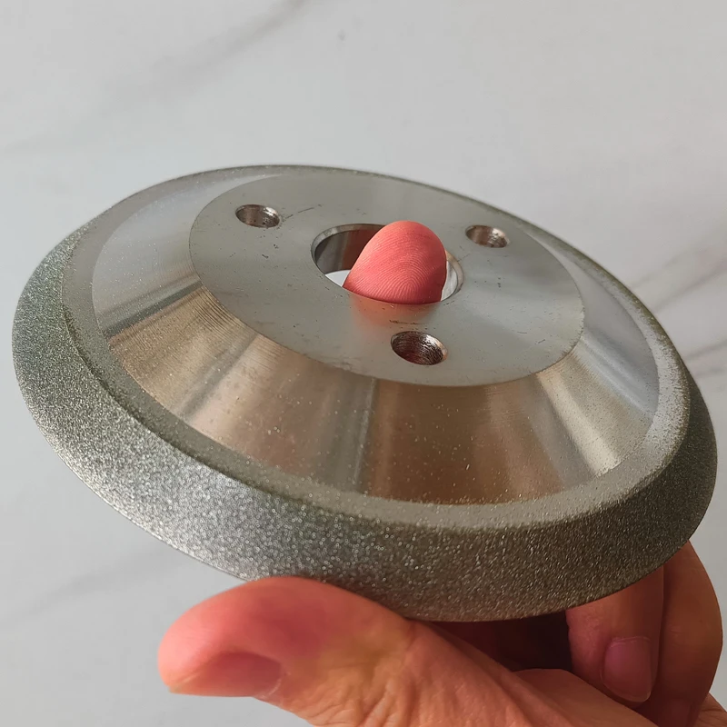 Dreiloch-Tankerschleifscheibe in Schmetterlingsform, galvanisiert, mit Diamantschleifkorn für automatische Werkzeugschleifmaschinen, 125x25mm – Detail 4