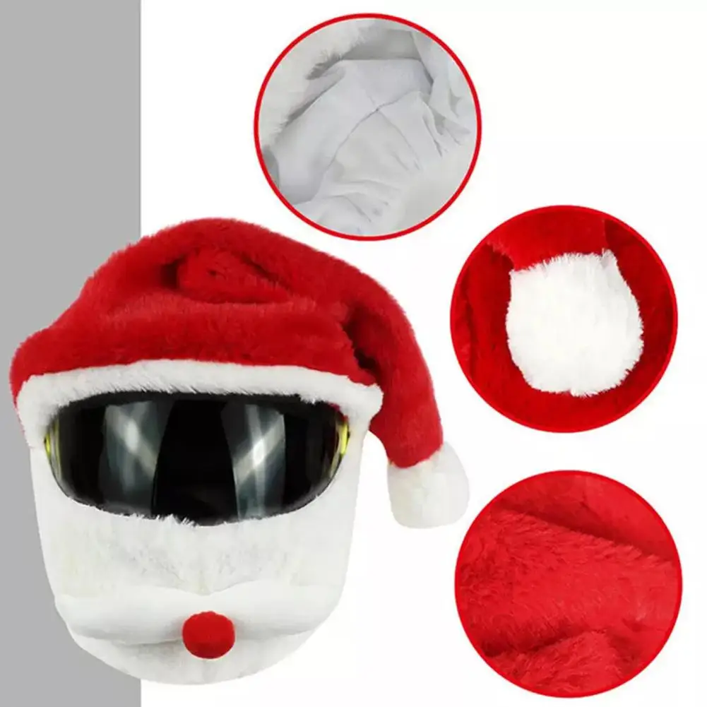 Motorcycle Christmas Helmet Cover Cartoon Santa Claus Plush Helmet Decoration Accessories Full-face Cross-section Christmas Gift