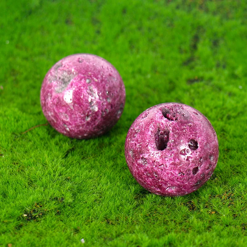 Hand Carved Honeycomb Ruby Sphere UV Reactive Corundum Crystal Ball Precious Gemstone Orb Decor Healing Energy Unique Gift