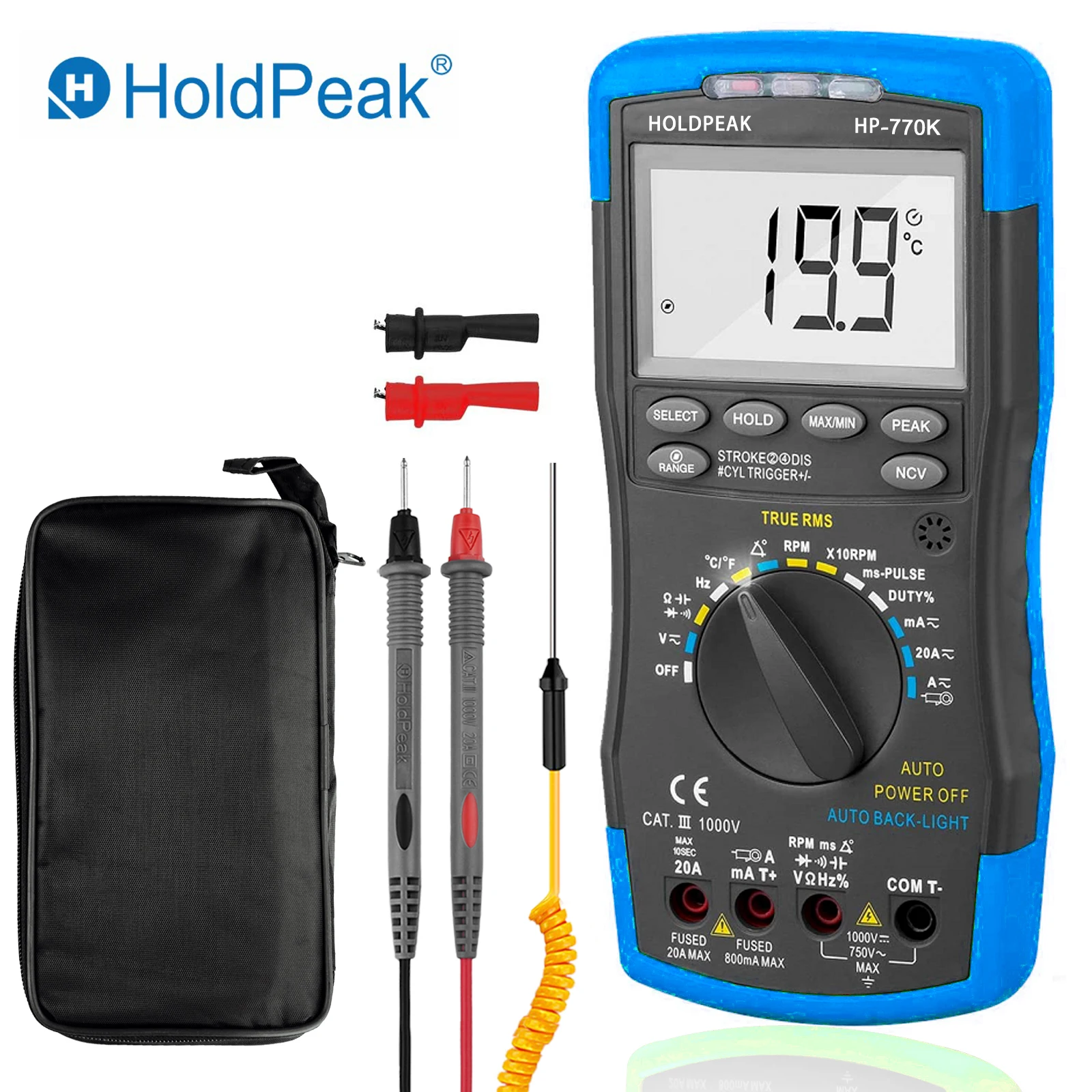 HoldPeak HP-770K Digital Automotive Multimeter auto Motor Analysator Hanhold Tester Diode/HFE/NCV/Kontinuität Summer Messung Werkzeug