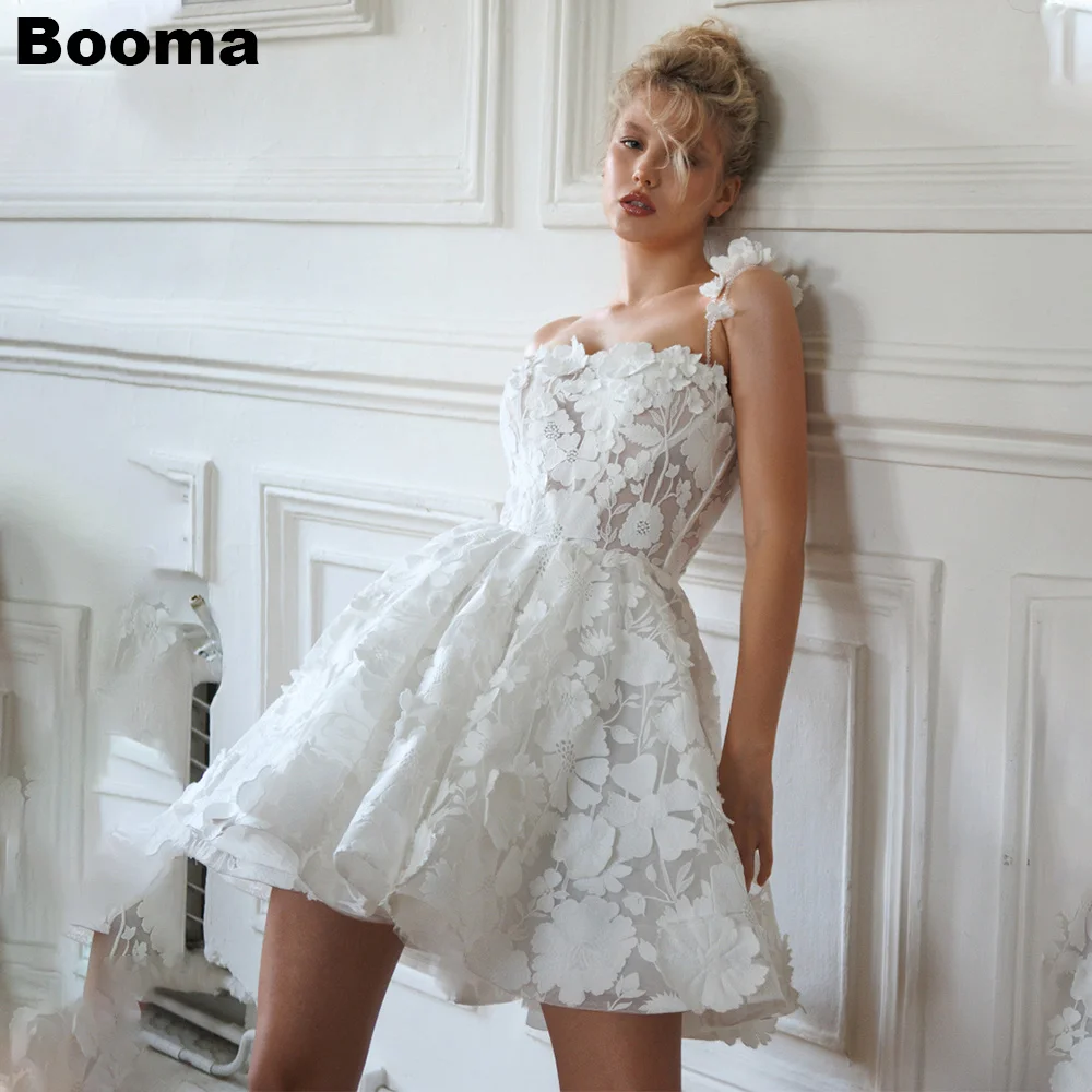 

Booma A-Line Short Wedding Party Dresses Sweetheart Sleeveless Flowers Brides Party Gowns for Women Bridals Dress Customized