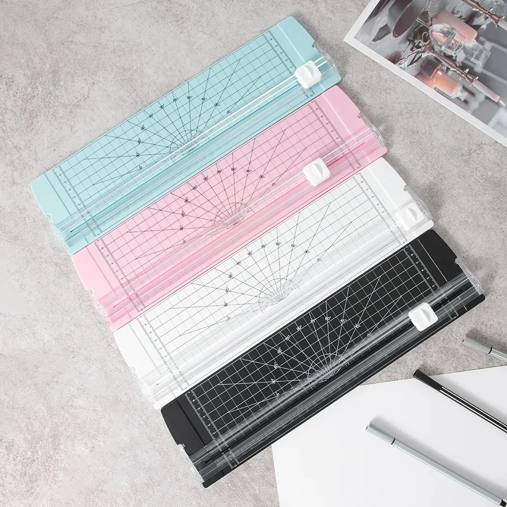 1PC Przecinarka do papieru A4 Ochrona bezpieczeństwa i linijka boczna Narzędzie do scrapbookingu do papieru ręcznie robionego, kuponsów, etykiet — zdjęcie 2