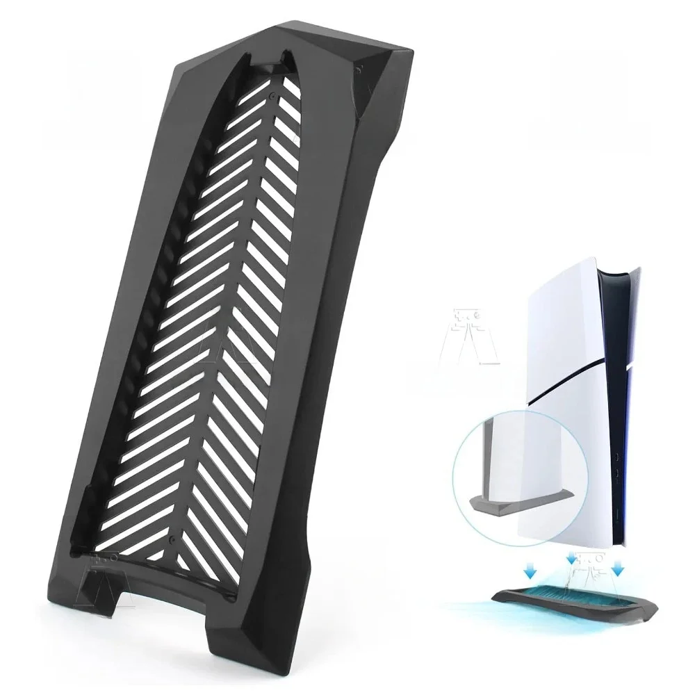 Support vertical pour console PS5 Slim Edition numérique Base ventilée inférieure Support stable de refroidissement amélioré Assemblage facile - Noir