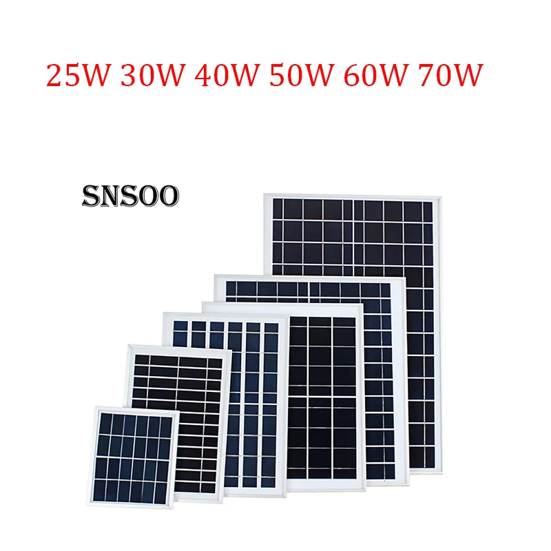 6V Solar Panel for light 25W 30W 40W 50W 60W 70W  Sun power Solar Panels for Outdoor light