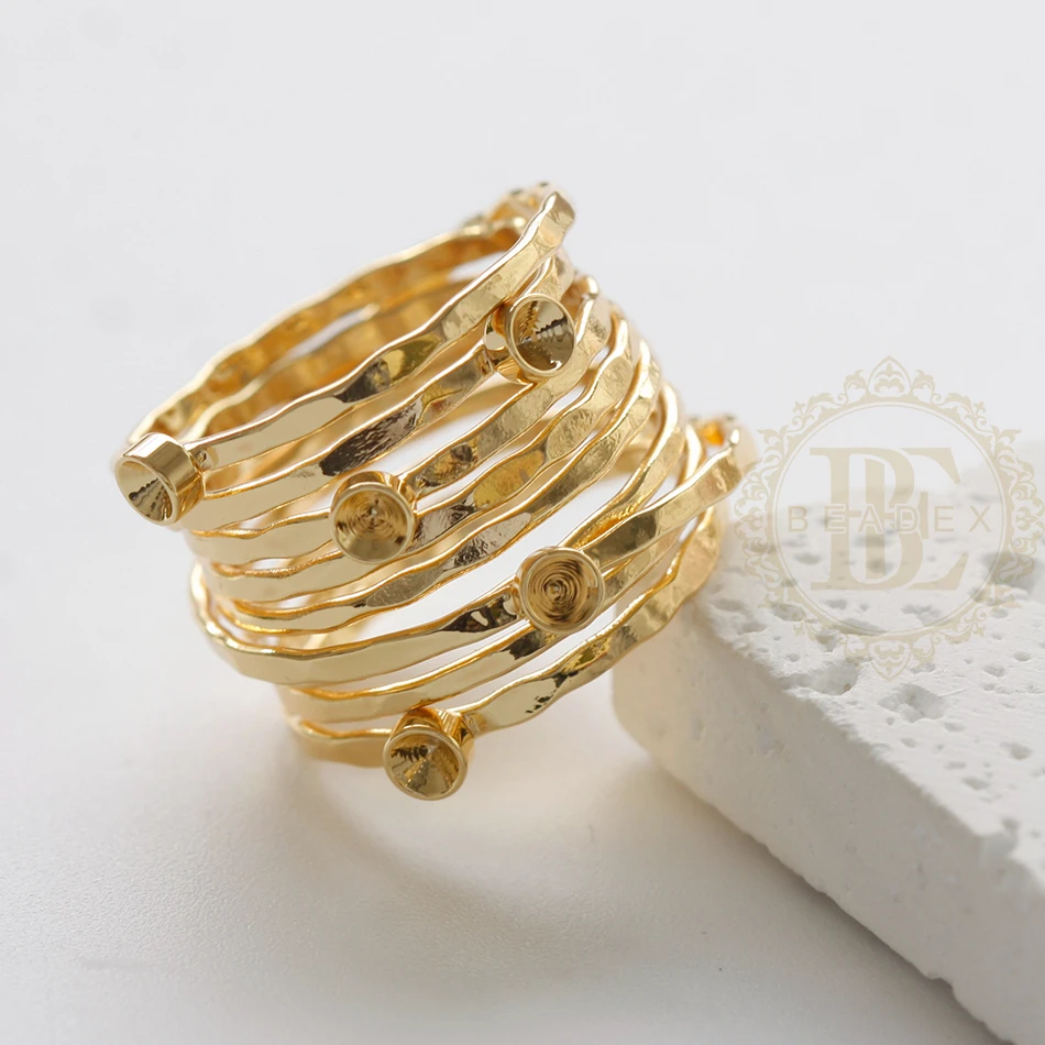 DIY Supply-One Piece Premium Plated Brass Ring Base - Finger Ring - with Settings - 19.7x12.8mm (4898C)