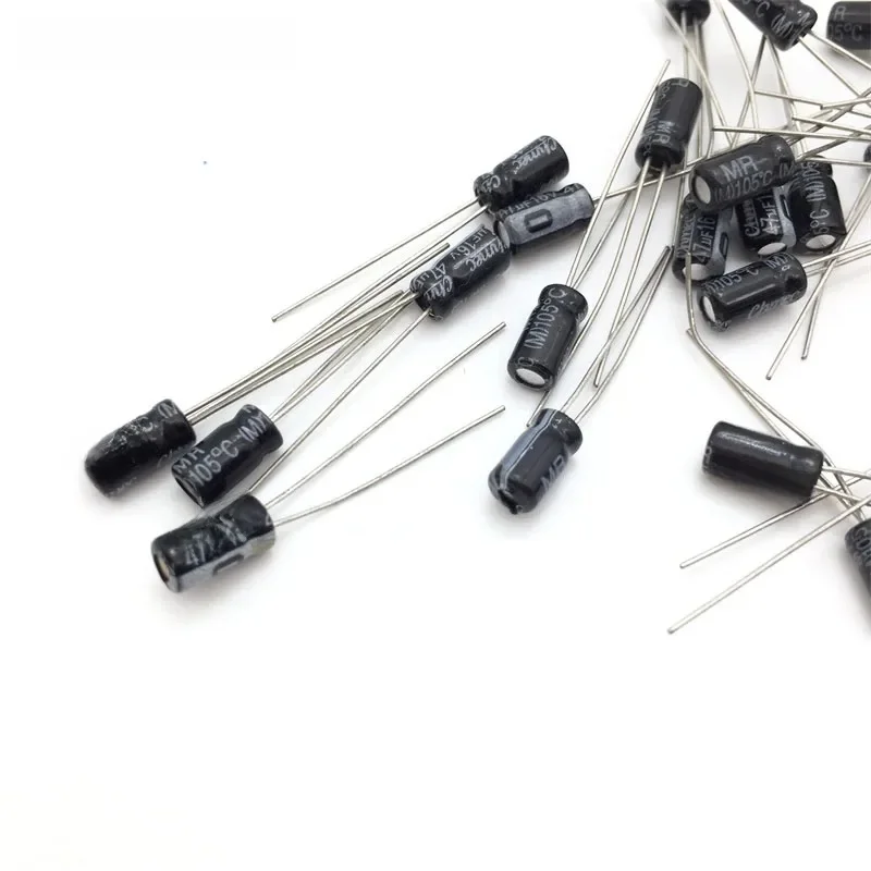 50 sztuk/partia 47UF 16V 10mf 105C 4X7mm aluminiowy kondensator elektrolityczny 16V47UF promieniowy przewód 50 sztuk — zdjęcie 2