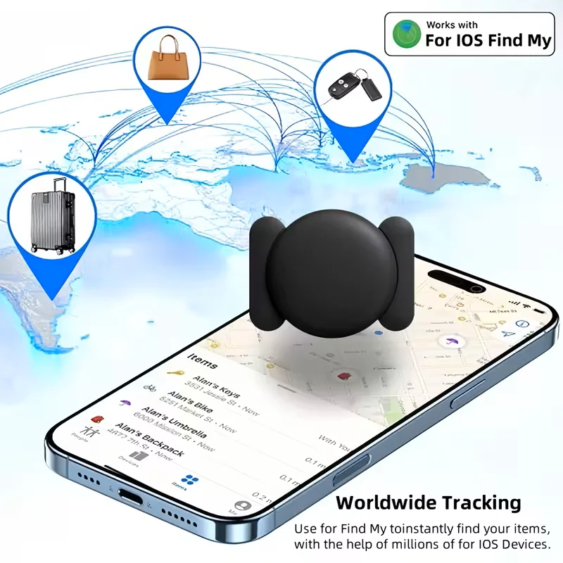 4-Pack IOS GPS Smart Tag for Apple Find My Tracker Kits with Strong Magnetic Suction Silicone Shell Anti-loss for Skateboard Car