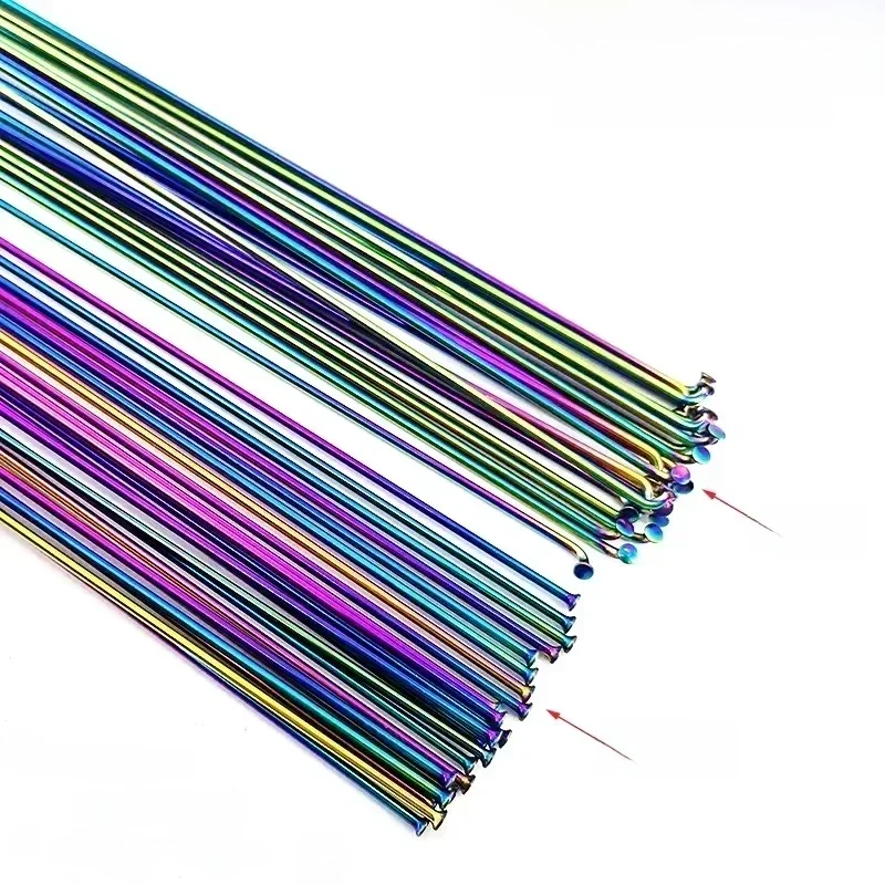 AliExpress NONE Sapim 2.0mm bicycle spokes j-bend/straight pull Rainbow color bikes with copper cap spokes Can choose any length below 310mm