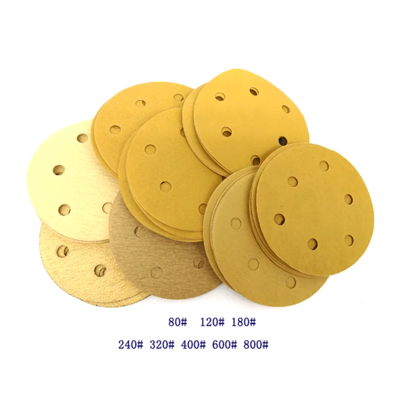 5 Inch 125mm Round Dry Sanding Discs Grit 40-800 Hook & Loop Sandpaper 6 Hole