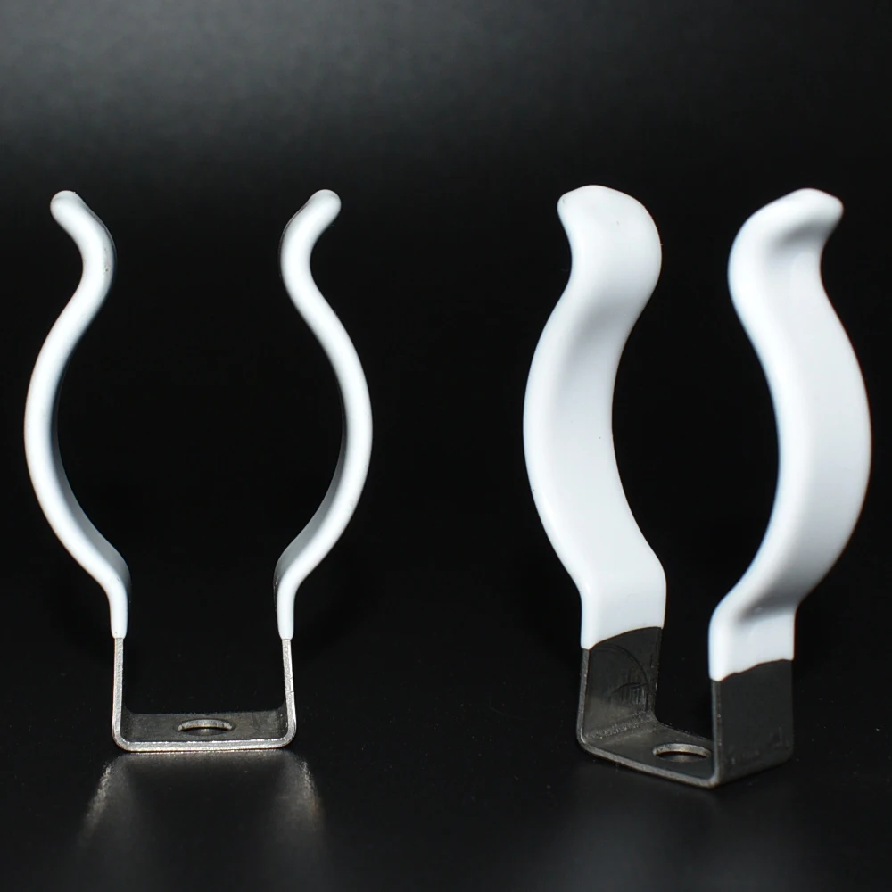 Outdoor Flexible SUS304 Tube Lighting Clamp THK1mm Plate T12 Bracket Holder with White PVC Finish for Fluorescent Lamp Pipe