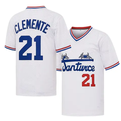 Men's Santurce Crabs #21 Roberto Clemente Baseball Jersey,American Retro Mesh Baseball Apparel Number Stitching,Match Day Gift