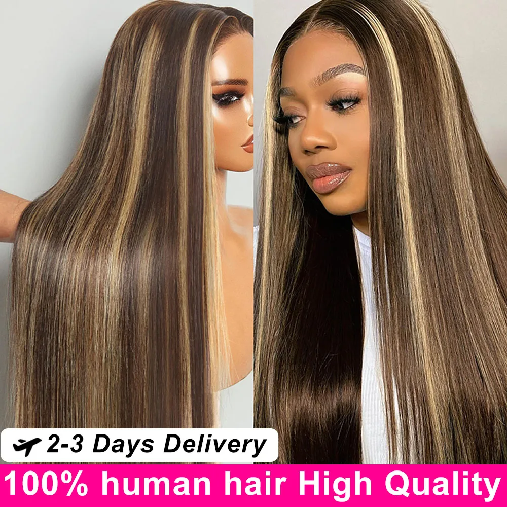 

30 40 Inch 13x6 Straight Highlight Wigs Human 100% Hair 200 Density Brazilian Highlight 13x6 Lace Frontal Wigs Human Hair Black
