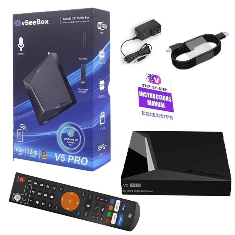 

vSeeBox V5 PRO Ultra 8k | ТВ-приставка Android с памятью 32 ГБ | Быстрая доставка по США в тот же день | Высокая производительность