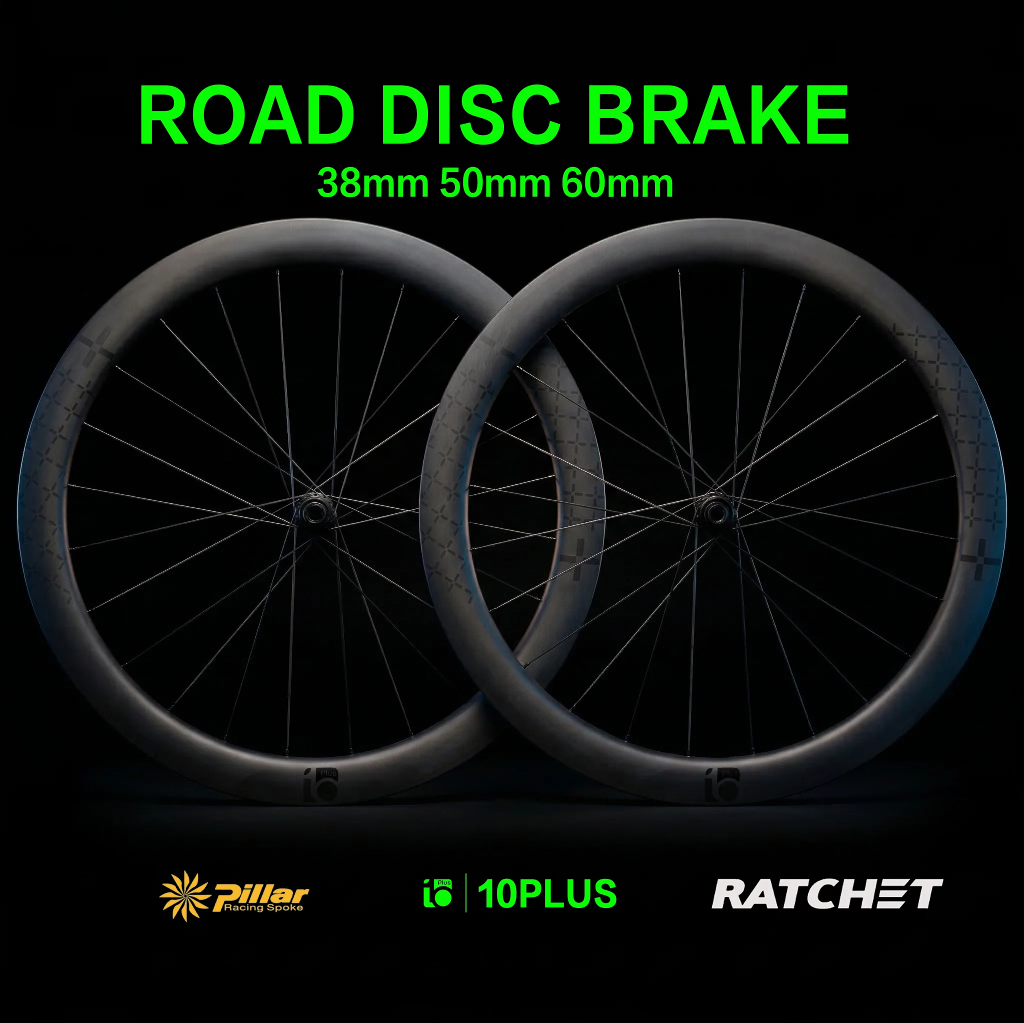 10PLUS T Series 38mm Rim Depth 700c Carbon Wheelset Disc Brake 36T Star Ratchet Center Lock Pillar 1423 Spokes UCI Road Racing