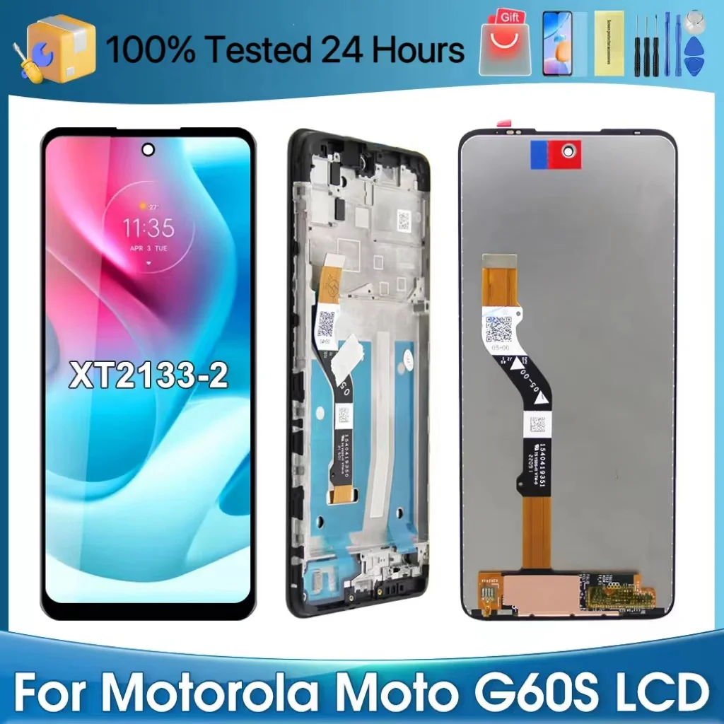 

6.8" NEW IPS For Motorola Moto G60S Lcd Display Touch Panel Digitizer Assembly Replacement For Moto G60S XT2133-2 LCD With Frame