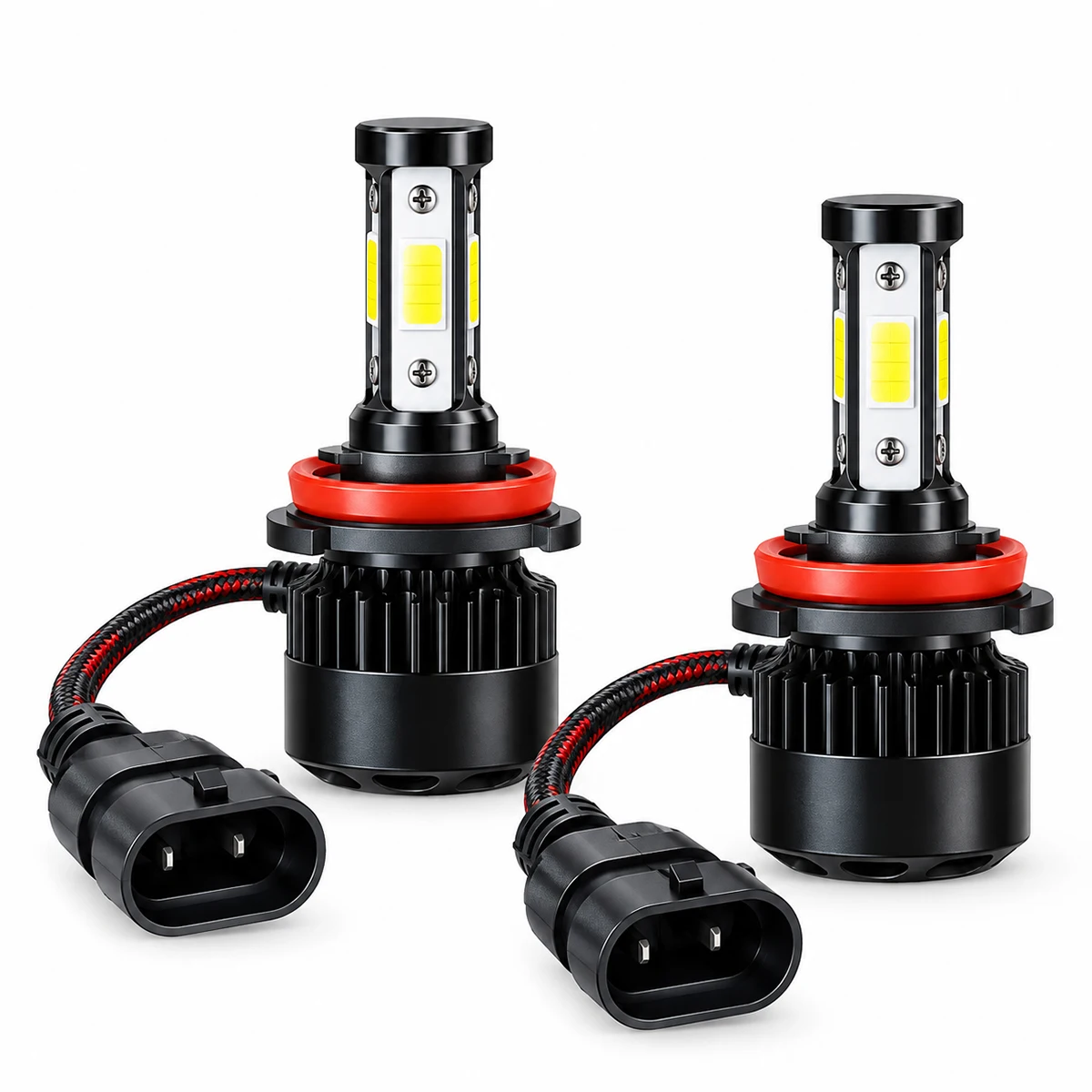 2 stuks H11 24W 12V ledlampen, 4-zijdige verlichting, enkele lichtbundel, aluminium behuizing, autolampen voor koplampen.