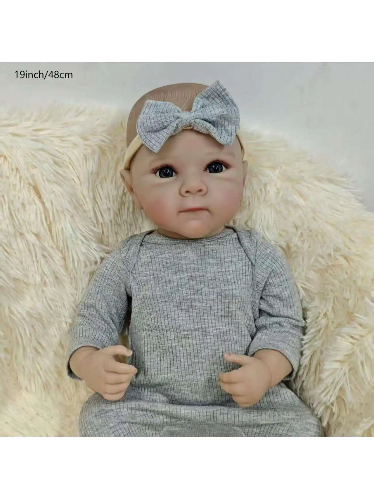 ตุ๊กตาเด็กทารกเหมือนจริง - ตุ๊กตาเด็กทารกทำจากไวนิลนุ่มน่ารักขนาด 19 นิ้ว ตุ๊กตาเด็กทารกที่เหมือนจริงที่สามารถจัดท่าทางได้ (เฉพาะตุ๊กตา/ไม่มีอุปกรณ์เสริม)