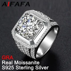 1/2/3/5/10 Carat D Color Moissanite Rings for Man Sparkle Plate 18k White Gold Moissanita S925 Silver Jewelry Pass Diamond Test