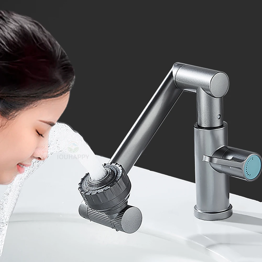 

360°Rotating Swing Arm Stainless Steel Hot Cold Faucet 4 Modes Waterfall Kitchen Faucet Multifunctional kitchen Accessories