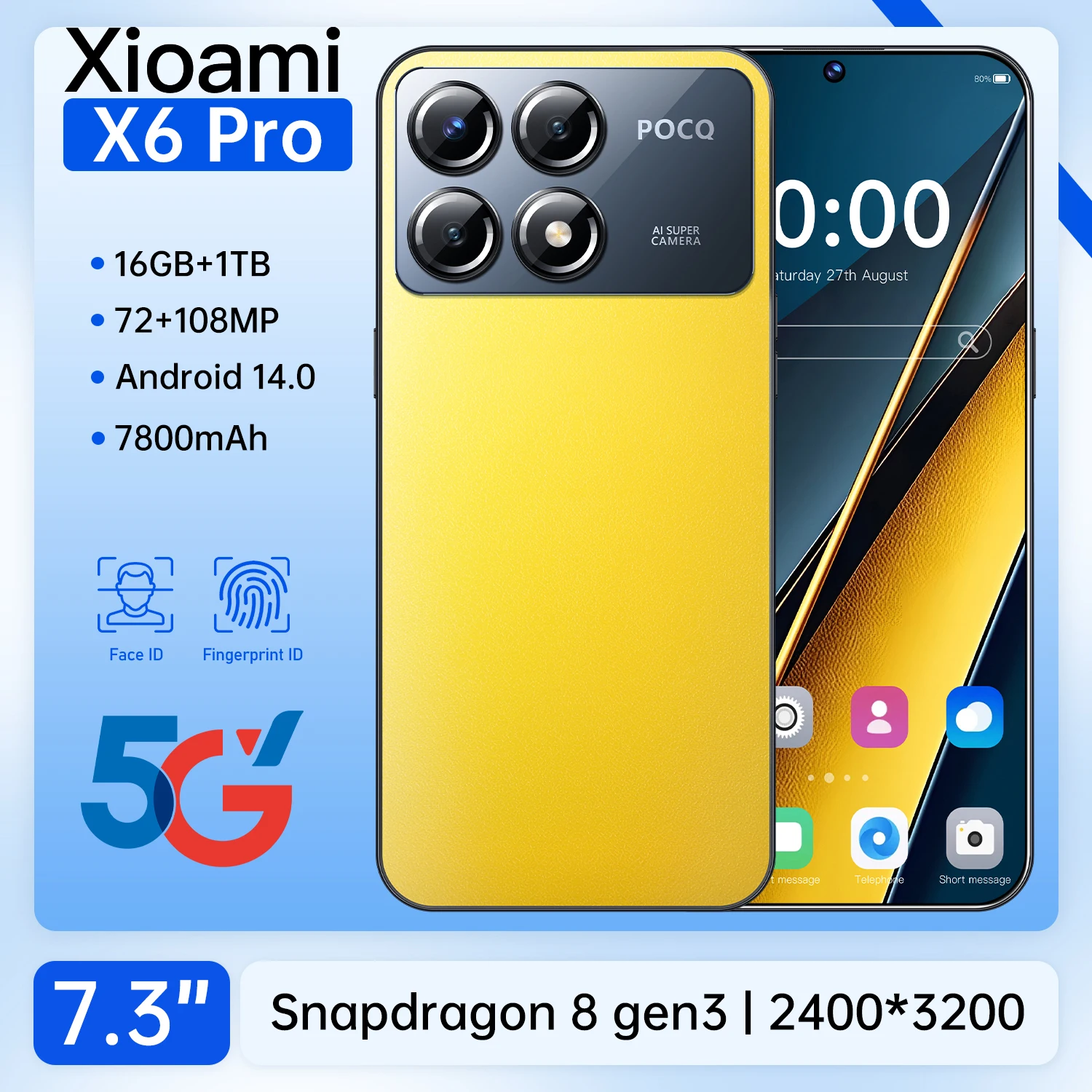 

2025 HOT Xioami POCQ X6 Pro Smartphone Global Version Snapdragon 8 Gen 3 108MP Cellphone Android Unlocked Mobile Phone Celular