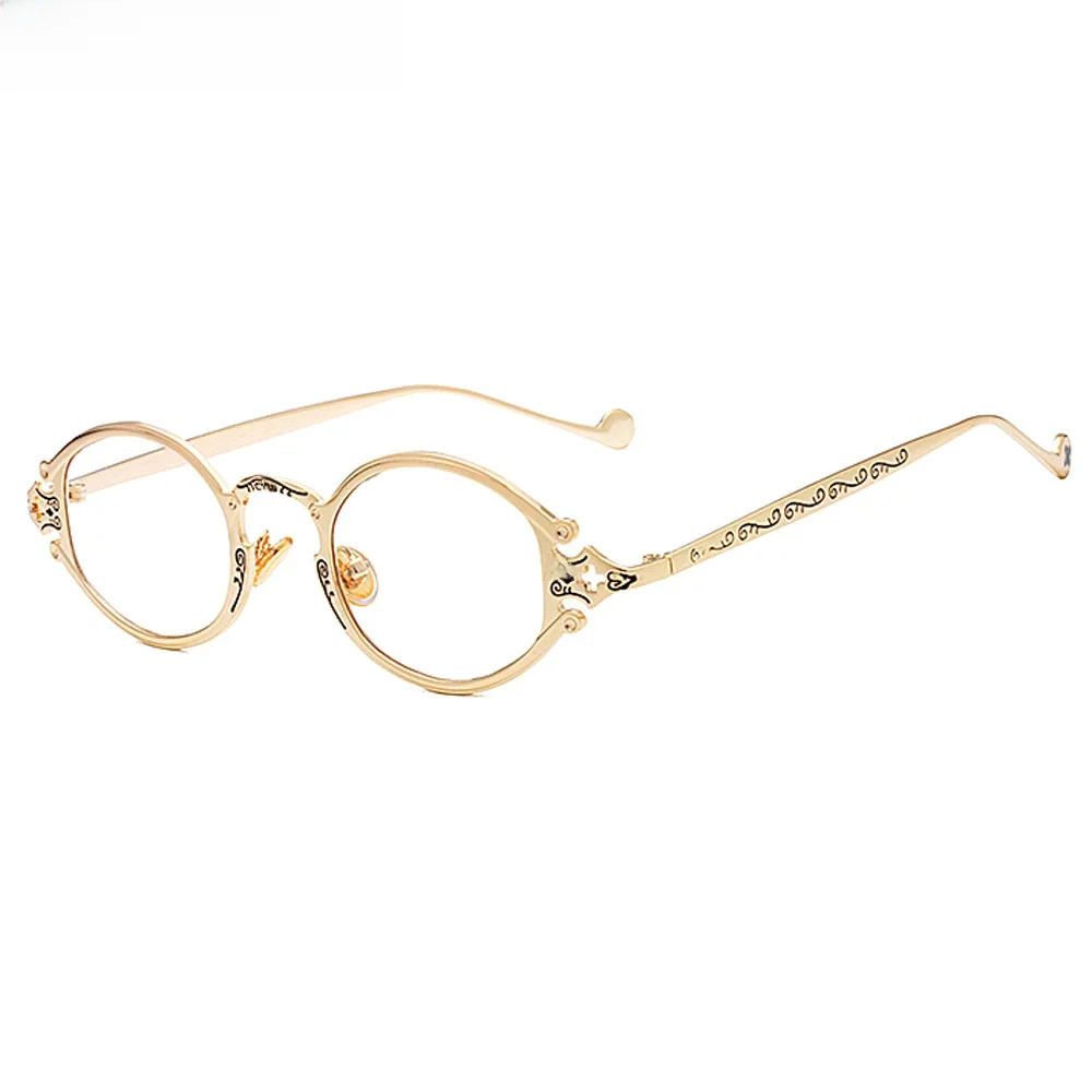 Peekaboo metalowe kobiety steam punk okulary owalne retro jasne akcesoria do obiektywu vintage okulary dla mężczyzn okrągłe złoto czarne srebrne — zdjęcie 2
