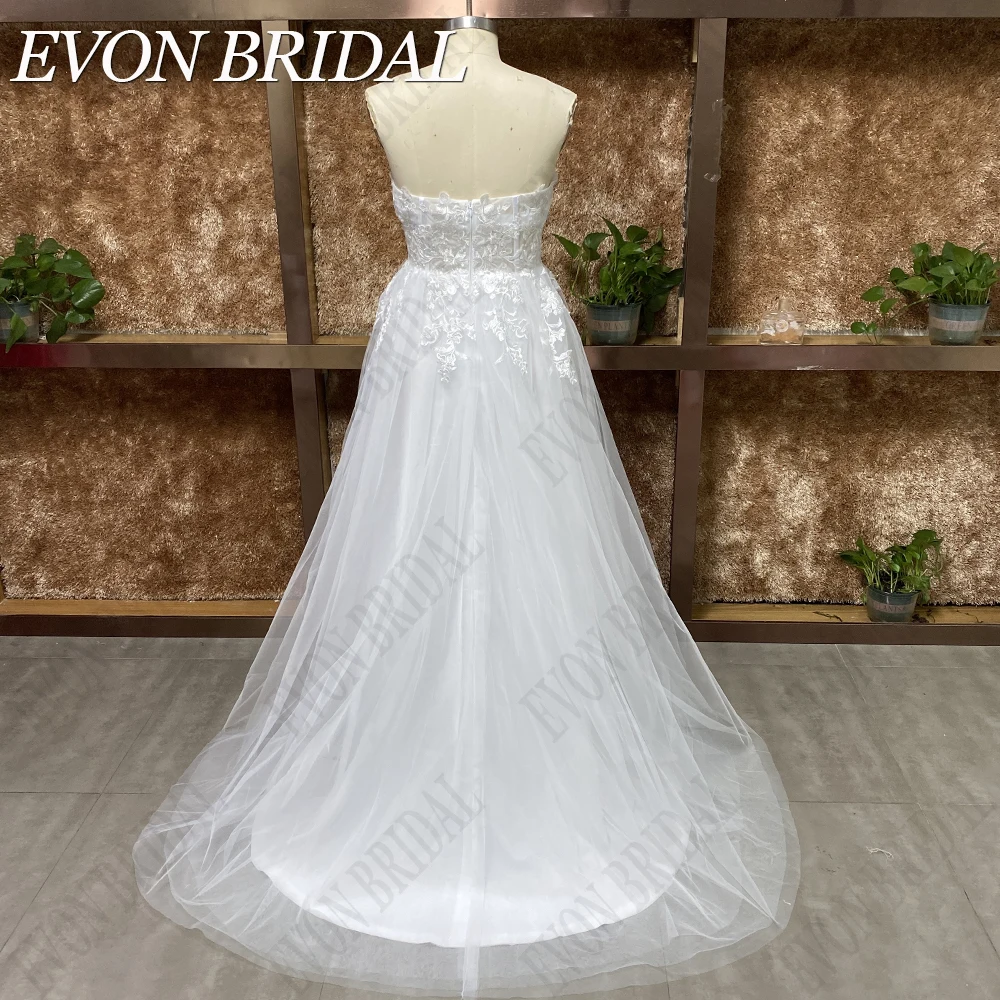 EVON BRIDAL Real Picture Princess Wedding Dresses For Women Lace Strapless Bride Gown Detachable Sleeves vestido de noiva boda