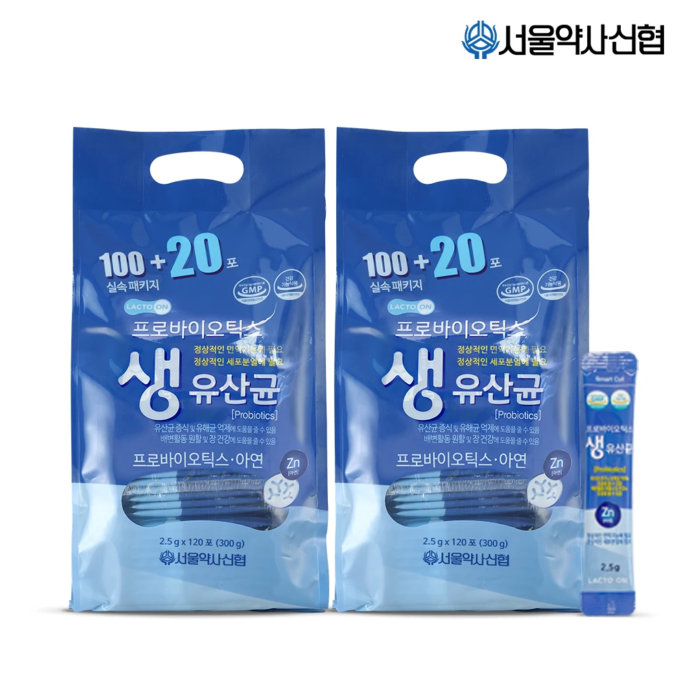 락토온 서울약사신협 프로바이오틱스 생유산균 2.5g 120포 2개