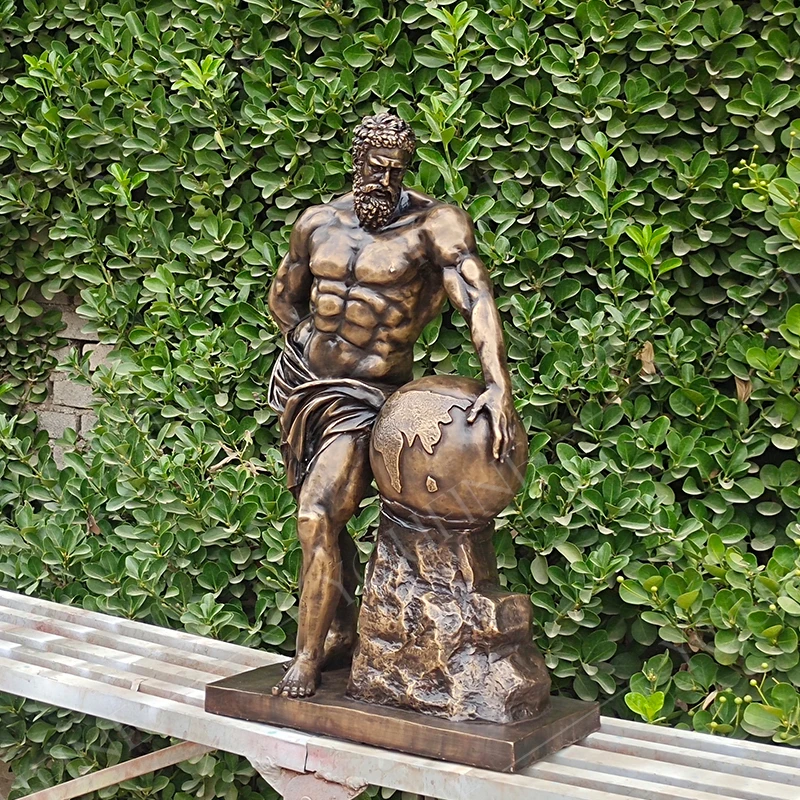 Imagem -04 - Bronze Atlas Estátua Personalizado Grande Tamanho Bronze Atlas Escultura Famoso Bronze Arte Artesanato para Casa & Jardim Decoração Ornamentos 65cm