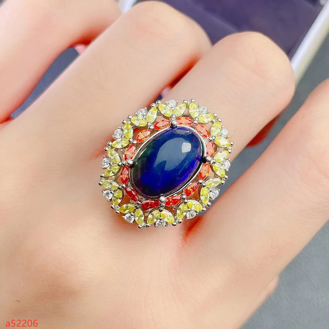 Fine Jewelry 925 Sterling Silver Natural Stone Black Opal Men's and Women's Rings Birthday Party Lover Gift Commemorate