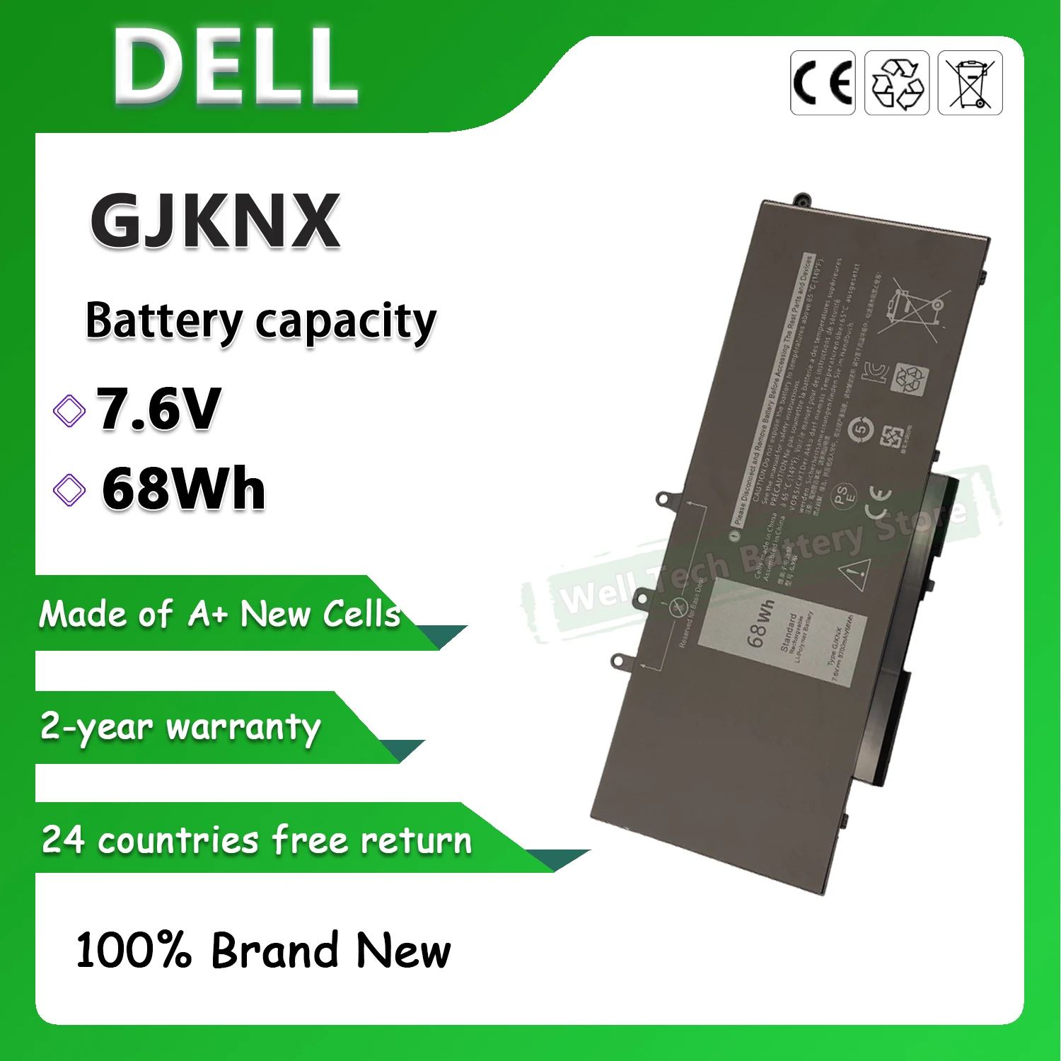 

7,6 V 68Wh GJKNX GD1JP 0GD1JP Аккумулятор для ноутбука Dell Latitude 5580 5480 5280 3520