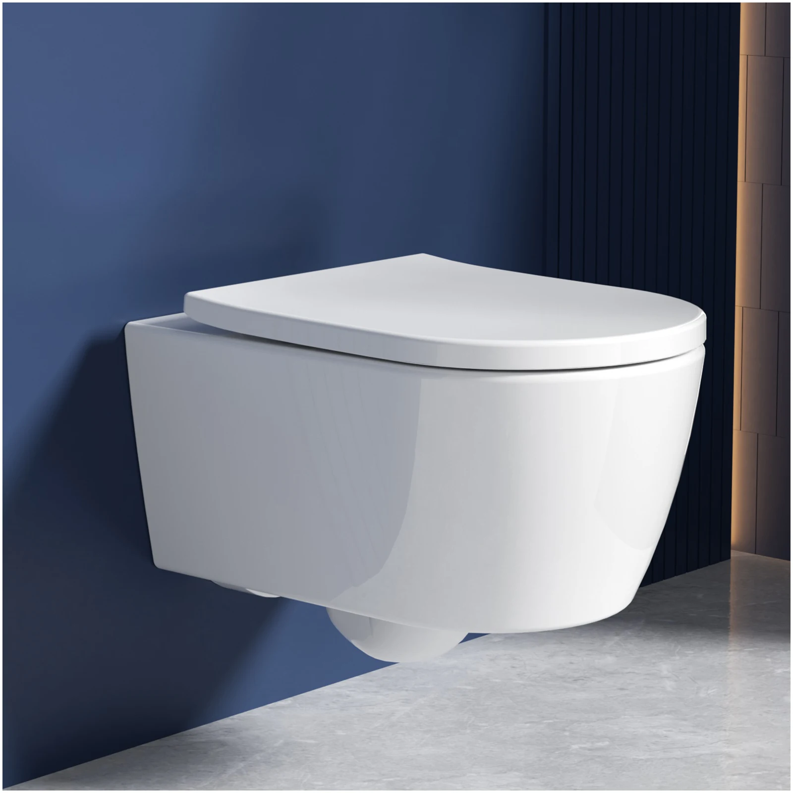 Wand-Hänge-WC Weiß Glänzend – Randlos mit 360° Super-Vortex-Spülung, WC-Sitz mit Soft-Close-Funktion & Absenkautomatik