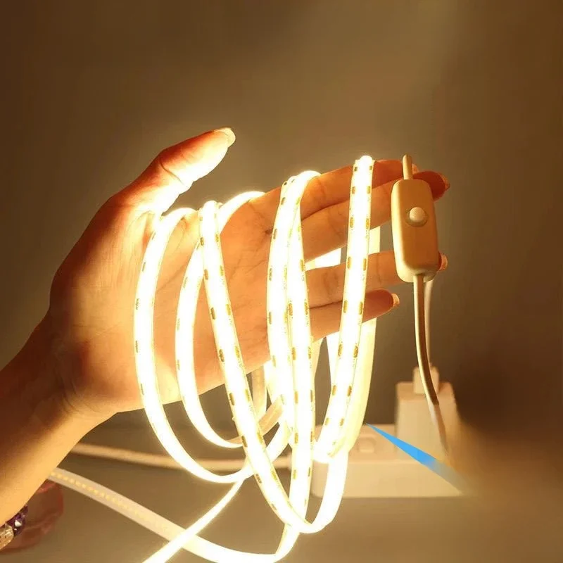 Bande lumineuse LED USB 5V 320 LED/m, blanc chaud, COB, flexible, pour rétroéclairage TV, miroir, cuisine, éclairage de pièce, DIY