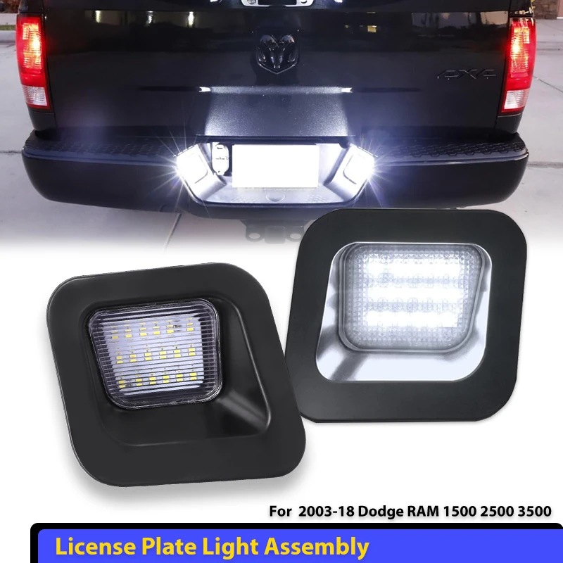 

2 шт. встроенный резистор для грузовика, светодиодный светильник номерного знака в сборе, полный корпус, подходит для Dodge Ram 2003-2018 2019 RAM 1500 Classic