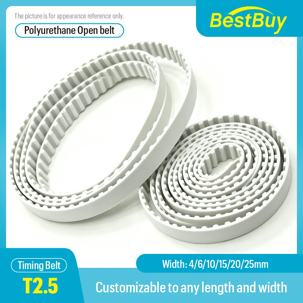 T2.5 PU Open Timing Belt Pitch 2.5mm Width 4‑25mm Polyurethane Synchronous Transmission Belt For CNC Equipment Drive