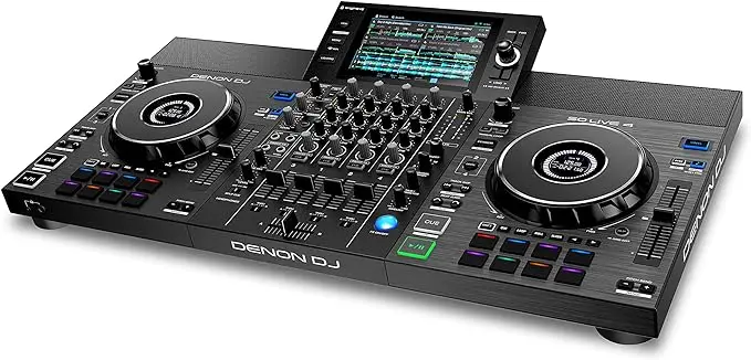 Denon DJ SC LIVE 4 독립형 DJ 컨트롤러, 4 채널 믹서, 아마존 뮤직 무제한 스트리밍, 와이파이, 스피커, 세라토 DJ, 신제품