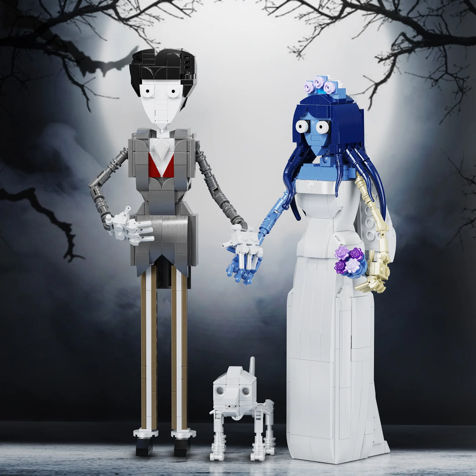 Moc New Zombie Bridal Building Block Set 2 Combination 1 Doll Animation Movie Character Model Toy Children Adult Halloween Gift 616 Pieces