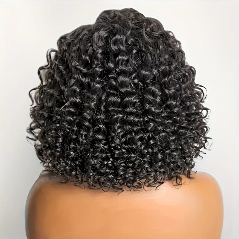 브라질리언 워터 웨이브 인모 가발 200% 밀도 13x4 레이스 프론트 내추럴 블랙 가발 통기성 좋은 일상 및 특별한 날용